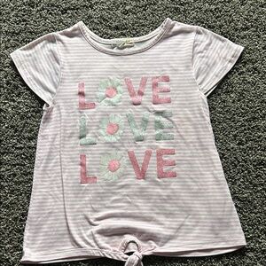 Striped Pink and White Kids Love Tee